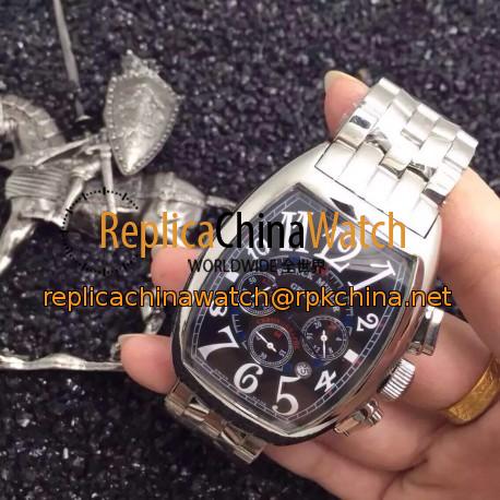 Replica Franck Muller Cintree Curvex Chronograph FM 8880 CC AT Stainless Steel Black Dial Swiss 7753