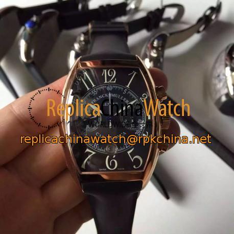 Replica Franck Muller Casablanca Chronograph FM 8880 C CC Rose Gold Black Dial Swiss 7753