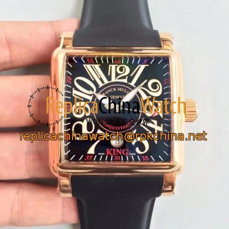 Replica Franck Muller Conquistador Cortez King 10000KSC ZX Rose Gold Black Dial Swiss 2824-2