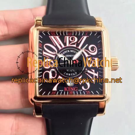 Replica Franck Muller Conquistador Cortez King 10000KSC ZX Rose Gold Black & Red Dial Swiss 2824-2