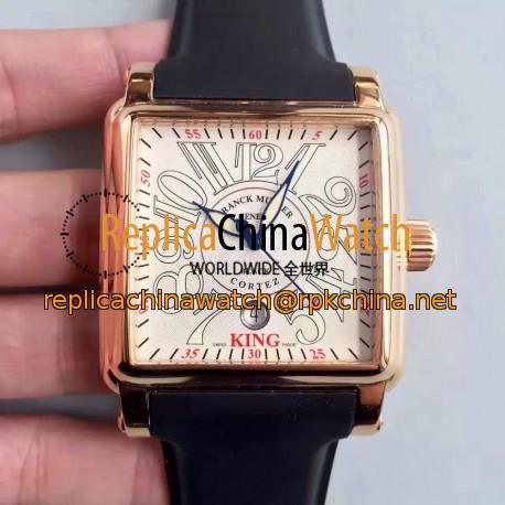 Replica Franck Muller Conquistador Cortez King 10000KSC ZX Rose Gold White Dial Swiss 2824-2