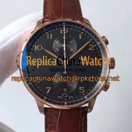 Replica IWC Portugieser Chronograph IW371482 ZF Rose Gold Ardoise Dial Swiss 7750