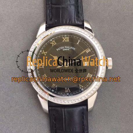 Replica Patek Philippe Calatrava 5296 Stainless Steel & Diamonds Black Dial Swiss 324SC