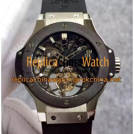 Replica Hublot Big Bang Skeleton Tourbillon Stainless Steel & Ceramic Skeleton Dial Swiss Tourbillon