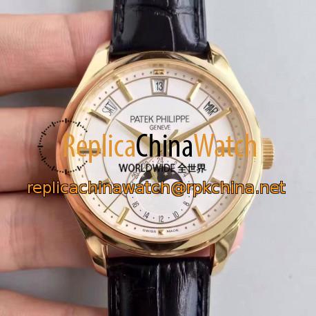 Replica Patek Philippe Annual Calendar 5205G-001 Yellow Gold White Dial Swiss 324SQALU 24H/206