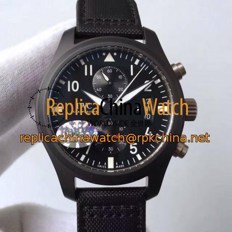 Replica IWC Pilot Chronograph Top Gun IW388007 Ceramic Black Dial Swiss 7750