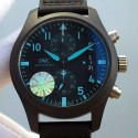 Replica IWC Pilot Chronograph Top Gun IW388003 Ceramic Black Dial Blue Markers Swiss 7750