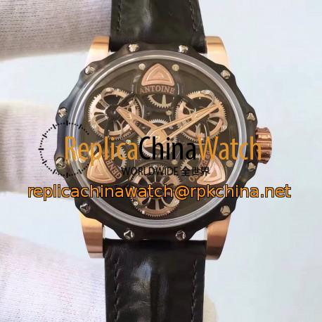 Replica Antoine Preziuso Tourbillon of Tourbillons Rose Gold Black Dial AFP-TTR-3X