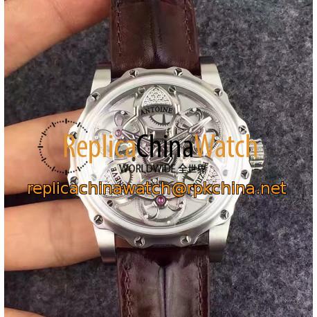 Replica Antoine Preziuso Tourbillon of Tourbillons Stainless Steel & Diamonds Silver & Diamonds Dial AFP-TTR-3X