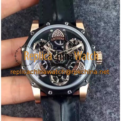 Replica Antoine Preziuso Tourbillon of Tourbillons Rose Gold & Diamonds Black & Diamonds Dial AFP-TTR-3X