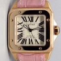 Replica Cartier Santos 100 Midsize Rose Gold White Dial Swiss 2836-2