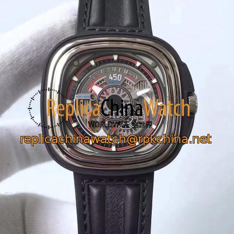 Replica SevenFriday P Series P3C/01 PVD Black & Red Dial Miyota 82S5