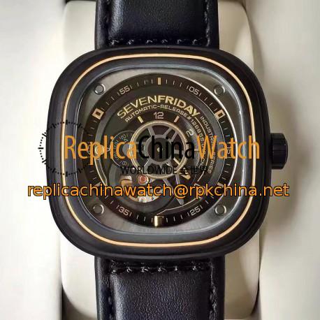 Replica SevenFriday P Series P2/02 PVD Black Dial Miyota 82S7