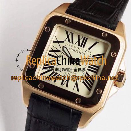 Replica Cartier Santos 100 XL Rose Gold Swiss 2836-2