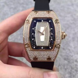 Replica Richard Mille RM07 Ladies Rose Gold & Diamonds Black & Diamonds Dial M6T51