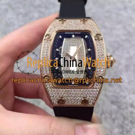 Replica Richard Mille RM07 Ladies Rose Gold & Diamonds Black & Diamonds Dial M6T51