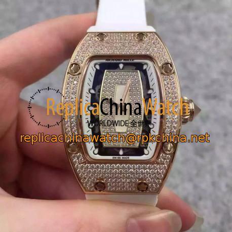 Replica Richard Mille RM07 Ladies Rose Gold & Diamonds White & Diamonds Dial M6T51