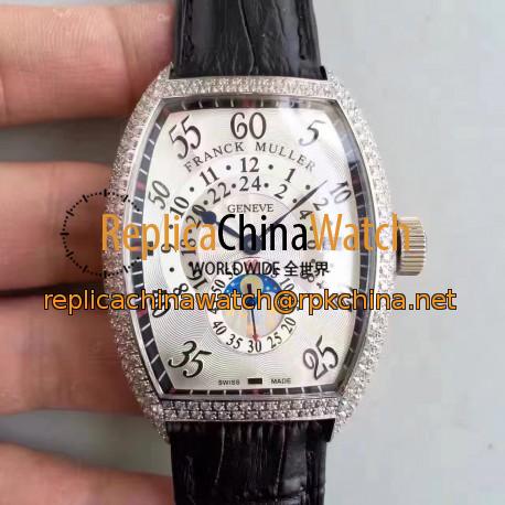 Replica Franck Muller Cintree Curvex FM 7880 Stainless Steel & Diamonds White Dial Swiss 2824-2