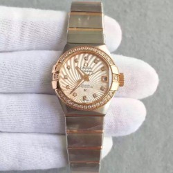 Replica Omega Constellation Ladies 123.25.27.20.58.001 27MM EF Stainless Steel & Rose Gold Champagne & Diamonds Dial Swiss 8520