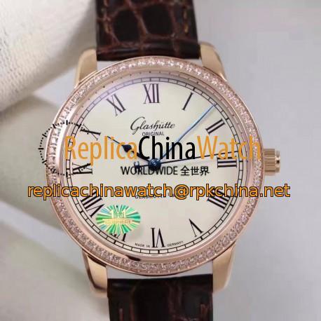 Replica Glashutte Original Senator Excellence 1-36-01-02-05-01 GF Rose Gold & Diamonds White & Diamonds Dial Swiss Calibre 36-01