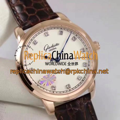 Replica Glashutte Original Senator Excellence 1-36-01-01-02-01 GF Rose Gold White & Diamonds Dial Swiss Calibre 36-01