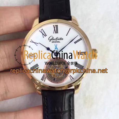 Replica Glashutte Original Senator Meissen Tourbillon 1-94-11-01-01-04 Yellow Gold White Dial Swiss Tourbillon