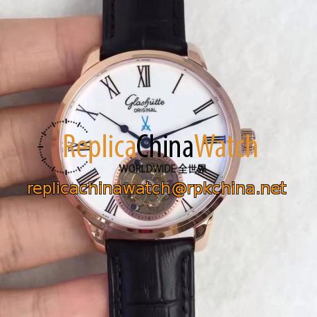 Replica Glashutte Original Senator Meissen Tourbillon 1-94-11-01-01-04 Rose Gold White Dial Swiss Tourbillon