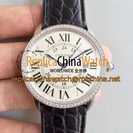 Replica Ronde Solo De Cartier W6701010 42MM TW Stainless Steel & Diamonds White Dial Swiss 2892