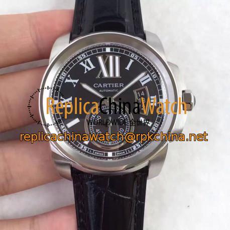 Replica Calibre De Cartier W7100037 42MM TF Stainless Steel Black Dial Swiss 1904MC