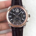 Replica Calibre De Cartier W7100039 42MM TF Stainless Steel & Rose Gold Black Dial Swiss 1904MC