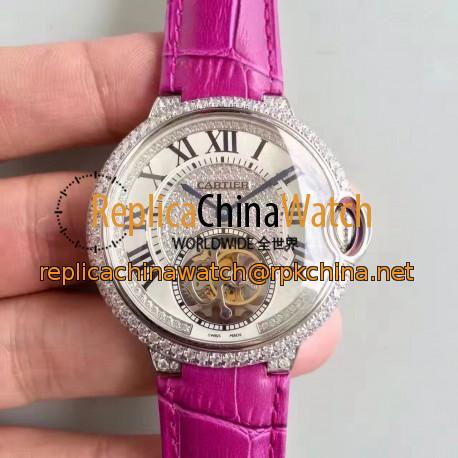 Replica Ballon Bleu De Cartier Flying Tourbillon HPI00716 39MM TF Stainless Steel & Diamonds Diamonds Dial Swiss 9452MC