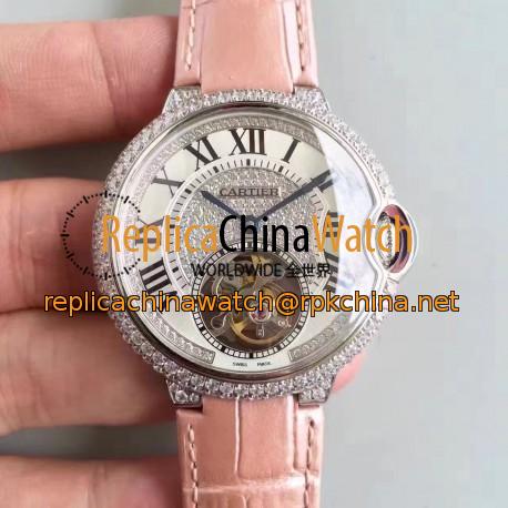 Replica Ballon Bleu De Cartier Flying Tourbillon HPI00716 39MM TF Stainless Steel & Diamonds Diamonds Dial Swiss 9452MC