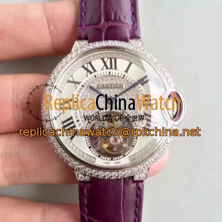 Replica Ballon Bleu De Cartier Flying Tourbillon HPI00716 39MM TF Stainless Steel & Diamonds Diamonds Dial Swiss 9452MC