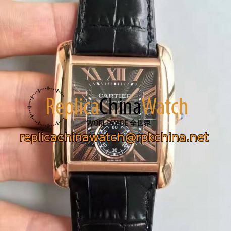 Replica Cartier Tank MC WGTA0014 JF Rose Gold Black Dial Swiss 1904MC