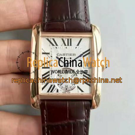 Replica Cartier Tank MC WGTA0014 JF Rose Gold White & Black Dial Swiss 1904MC