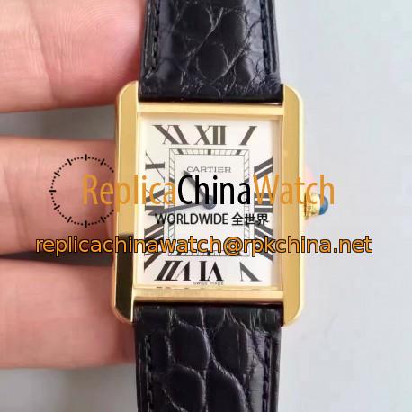 Replica Cartier Tank Solo Ladies W5200025 27MM x 34MM TW Yellow Gold White Dial Swiss Quartz