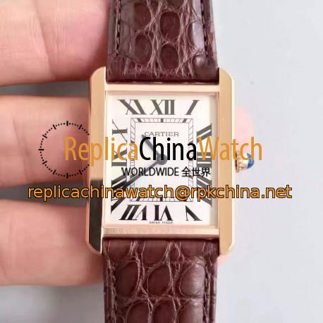 Replica Cartier Tank Solo Ladies W5200025 27MM x 34MM TW Rose Gold White Dial Swiss Quartz