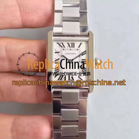 Replica Cartier Tank Solo Ladies W5200013 24MM x 31MM TW Stainless Steel White Dial Swiss Quartz