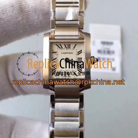 Replica Cartier Tank Francaise Ladies W51008Q25 20MM x 35MM TW Stainless Steel White Dial Swiss Quartz