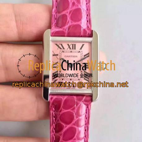 Replica Cartier Tank Solo Ladies W5200001 27MM x 34MM TW Stainless Steel Pink Dial Swiss Quartz