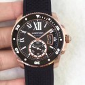 Replica Calibre De Cartier Diver W7100052 42MM TF Rose Gold Black Dial M9015