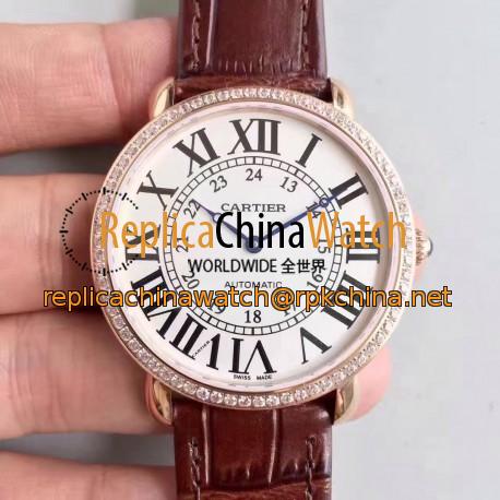 Replica Ronde Luis Cartier WR000651 36MM UT Rose Gold & Diamonds White Dial Swiss 430MC