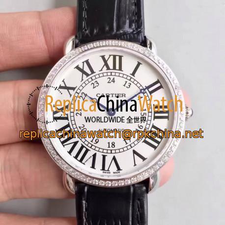 Replica Ronde Luis Cartier WR000551 36MM UT Stainless Steel & Diamonds White Dial Swiss 430MC