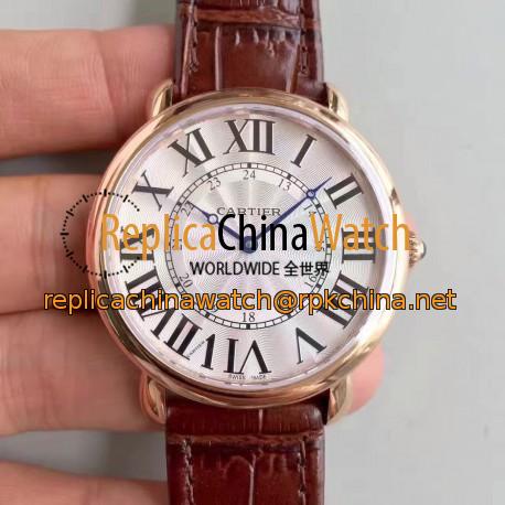 Replica Ronde Luis Cartier W6801004 42MM UT Rose Gold Silver Dial Swiss 430MC