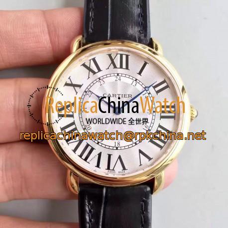 Replica Ronde Luis Cartier W6800251 42MM UT Yellow Gold Silver Dial Swiss 430MC