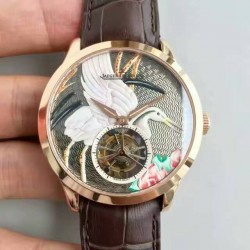 Replica Jaeger-LeCoultre Master Grand Tourbillon Enamel Q16634E6 N Rose Gold Bird Dial Swiss Tourbillon