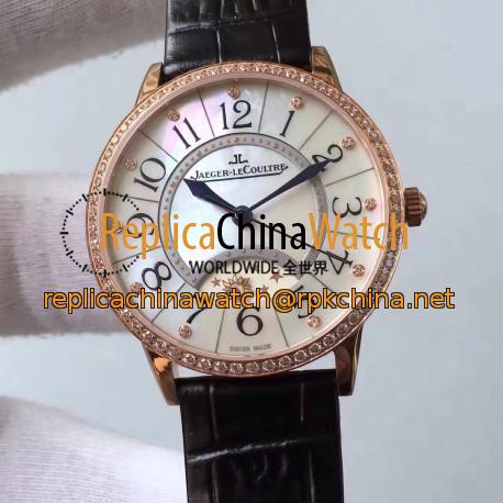 Replica Jaeger-LeCoultre Ladies Rendez-Vous Night & Day Large 3612420 38MM N Rose Gold & Diamonds Pearl Dial Swiss 898D/1