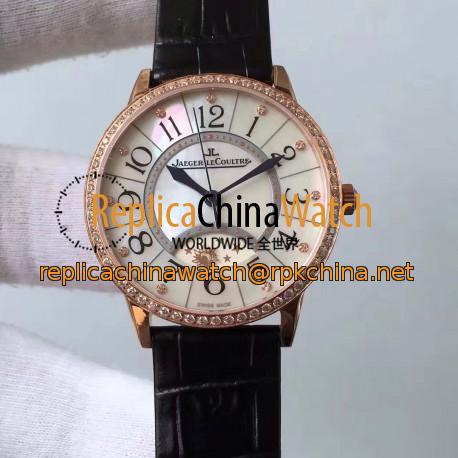 Replica Jaeger-LeCoultre Ladies Rendez-Vous Night & Day 3612420 34MM N Rose Gold & Diamonds Pearl Dial Swiss 898A/1