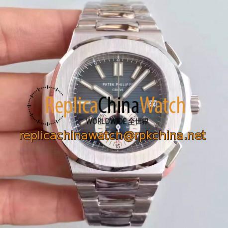 Replica Patek Philippe Nautilus Chronograph 5980 JF Stainless Steel Blue Dial Swiss CH28-520C