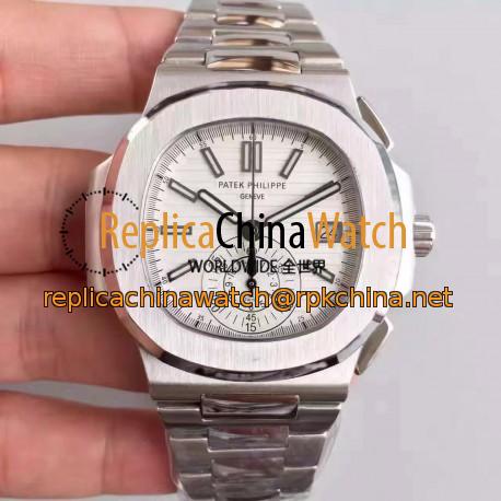 Replica Patek Philippe Nautilus Chronograph 5980 JF Stainless Steel White Dial Swiss CH28-520C